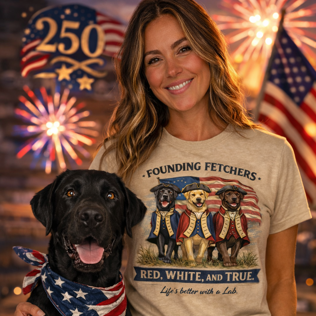 Founding Fetchers – Red, White, and True | Patriotic Labrador Shirt