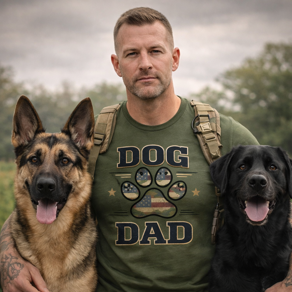 Dog Dad™ – Patriotic Paw Print Shirt for Proud Dog Fathers